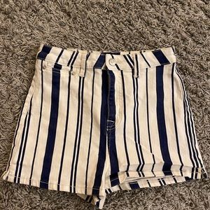 Urban Outfitters Navy Blue and White Striped Short
